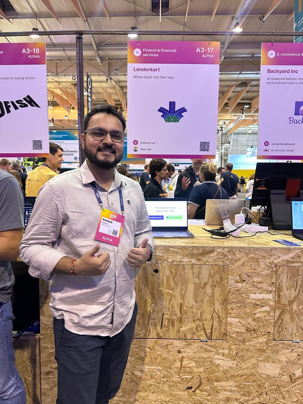 LenderKart founder Aanand Madhav at the company's Web Summit stand